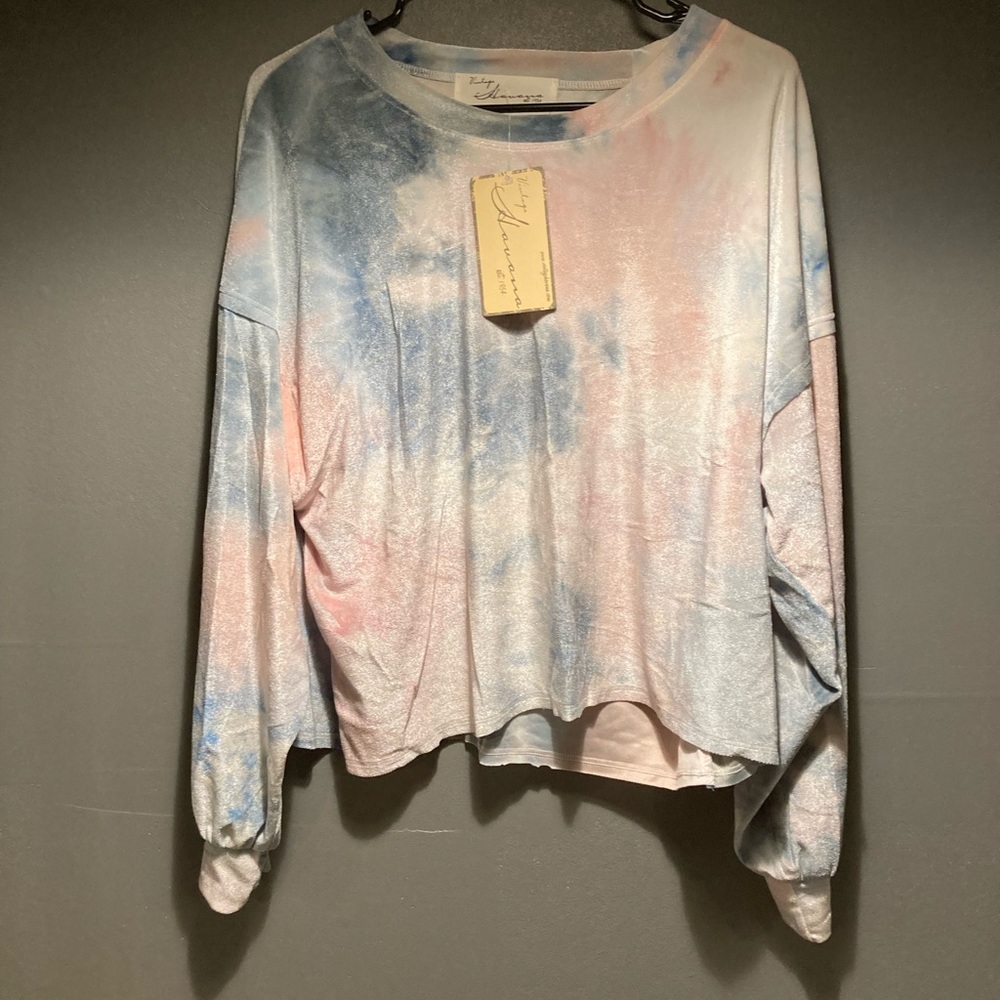 Nwt vintage Havana velvet blue/pink tie dye top size medium